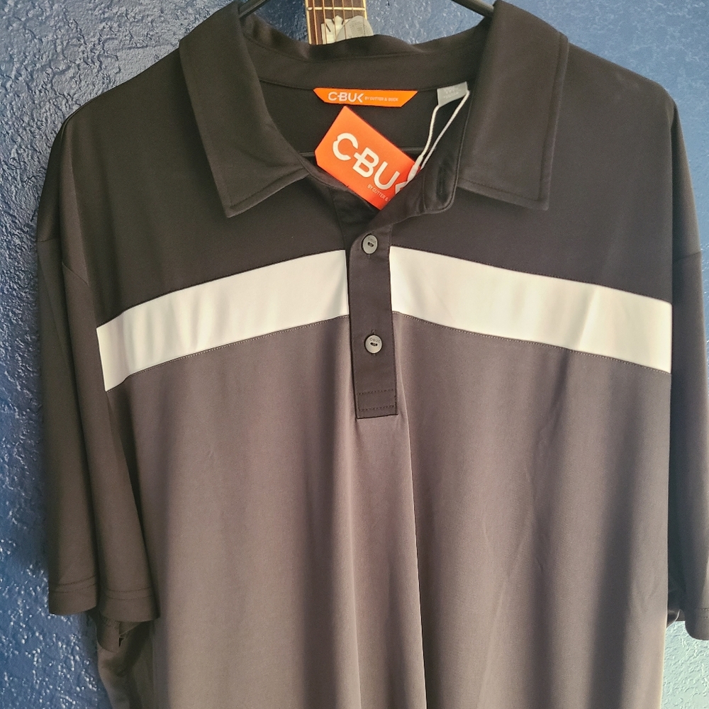 Cutter & Buck black and gray golf polo size XXXL NWT